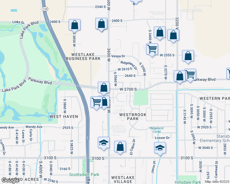 map of restaurants, bars, coffee shops, grocery stores, and more near 3580 Parkway Boulevard in West Valley City