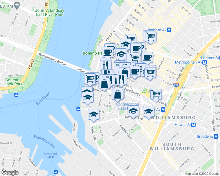 map of restaurants, bars, coffee shops, grocery stores, and more near in Brooklyn