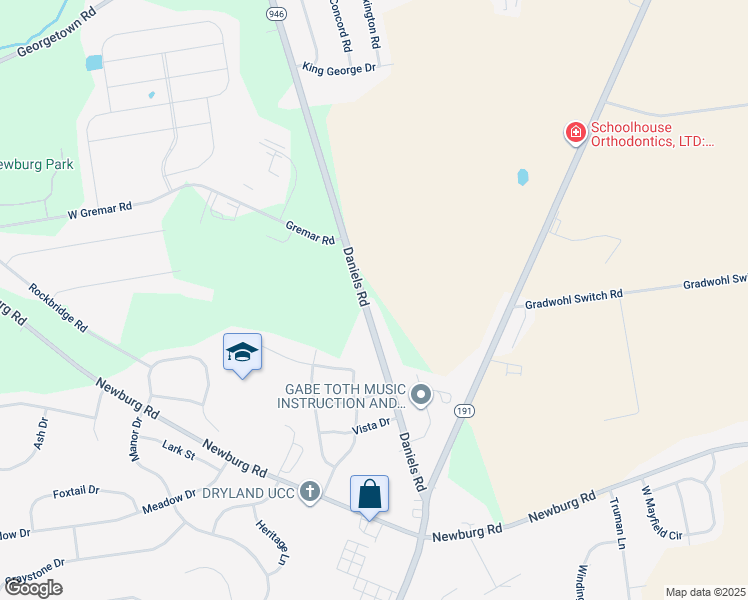 map of restaurants, bars, coffee shops, grocery stores, and more near 538 Daniels Road in Nazareth