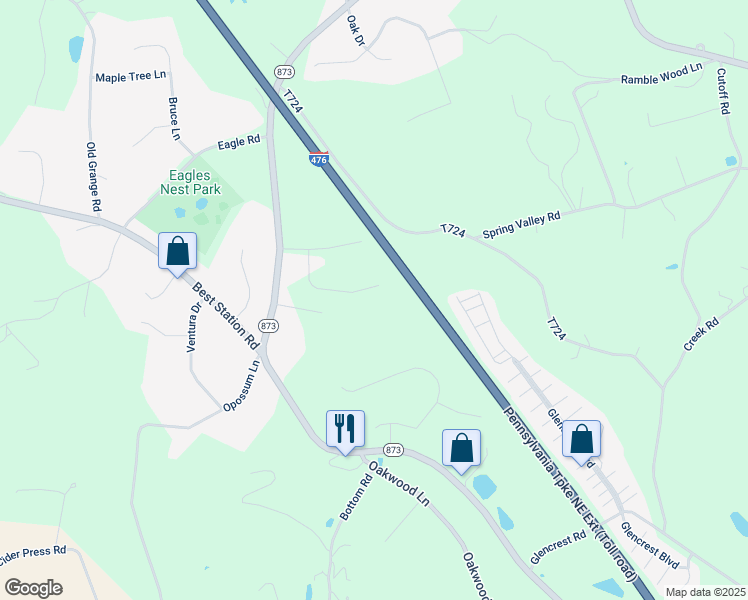 map of restaurants, bars, coffee shops, grocery stores, and more near 6423 Woodbury Drive in Slatington
