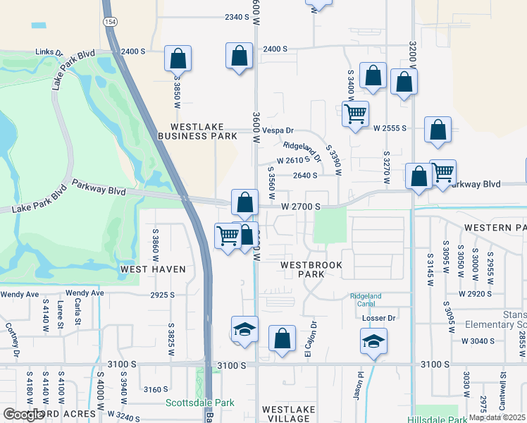 map of restaurants, bars, coffee shops, grocery stores, and more near 2708 South Downs Way in West Valley City