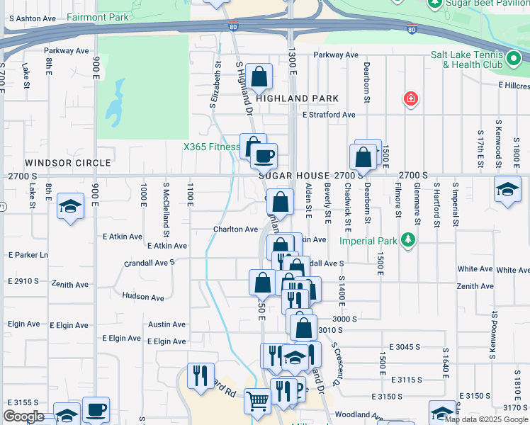 map of restaurants, bars, coffee shops, grocery stores, and more near in Salt Lake City