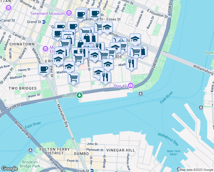 map of restaurants, bars, coffee shops, grocery stores, and more near 75 Montgomery Street in New York