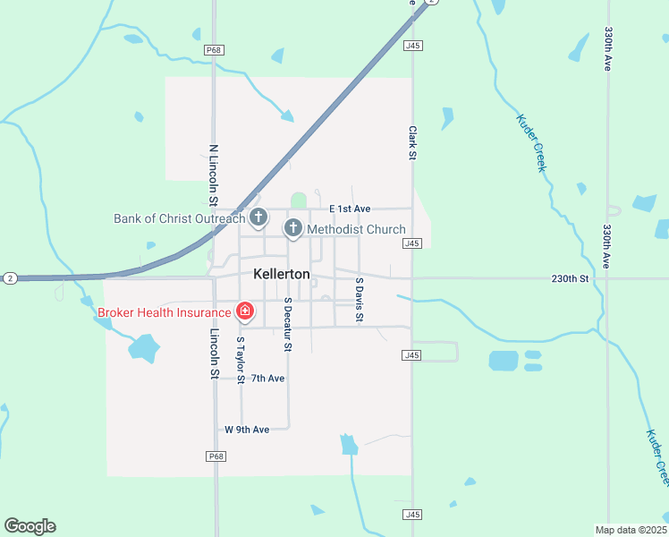 map of restaurants, bars, coffee shops, grocery stores, and more near 3rd Avenue in Kellerton