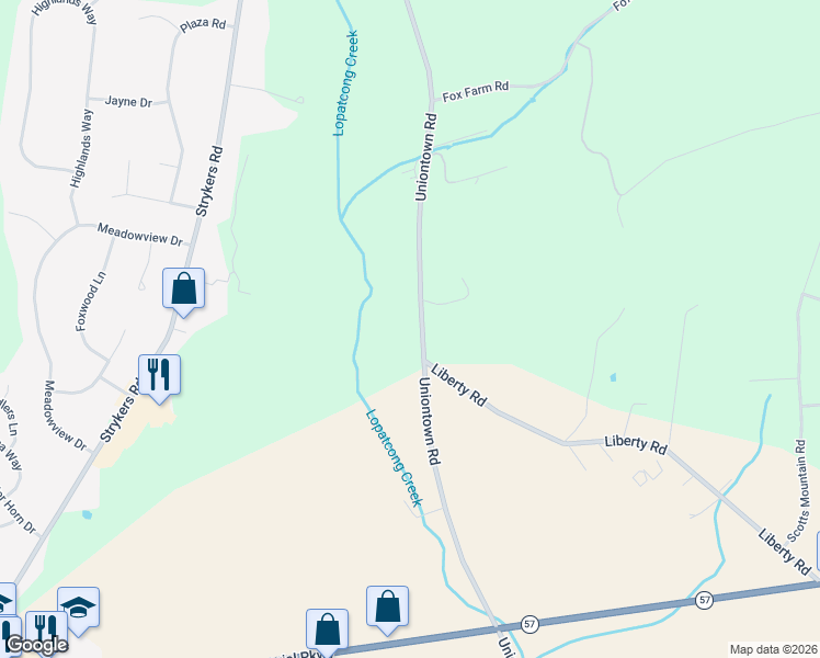 map of restaurants, bars, coffee shops, grocery stores, and more near 665 Uniontown Road in Phillipsburg