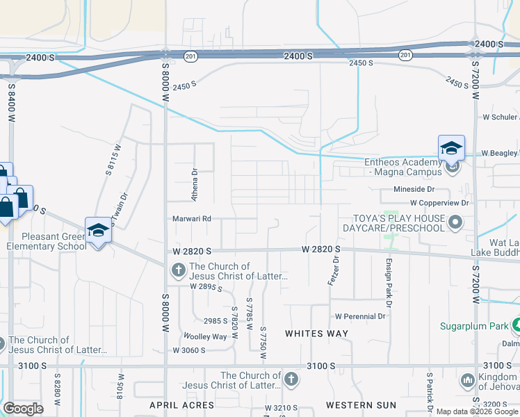map of restaurants, bars, coffee shops, grocery stores, and more near 7761 West Mount Elinor Road in Magna
