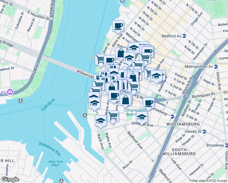map of restaurants, bars, coffee shops, grocery stores, and more near in Brooklyn
