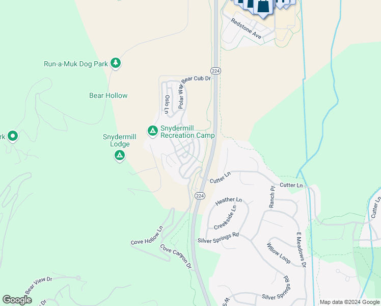 map of restaurants, bars, coffee shops, grocery stores, and more near 5477 Bobsled Boulevard in Park City