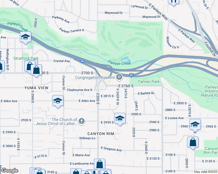 map of restaurants, bars, coffee shops, grocery stores, and more near 2334 Heritage Way in Salt Lake City