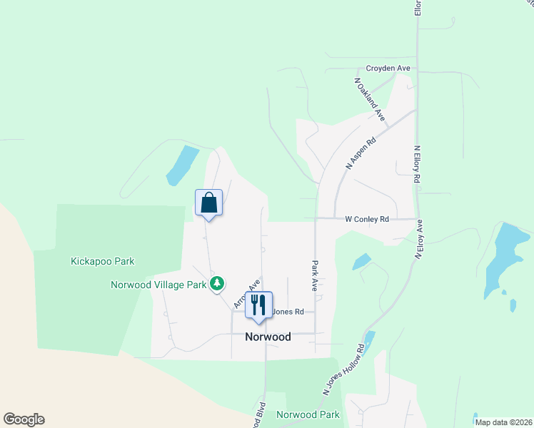 map of restaurants, bars, coffee shops, grocery stores, and more near 1904 North Norwood Boulevard in Peoria