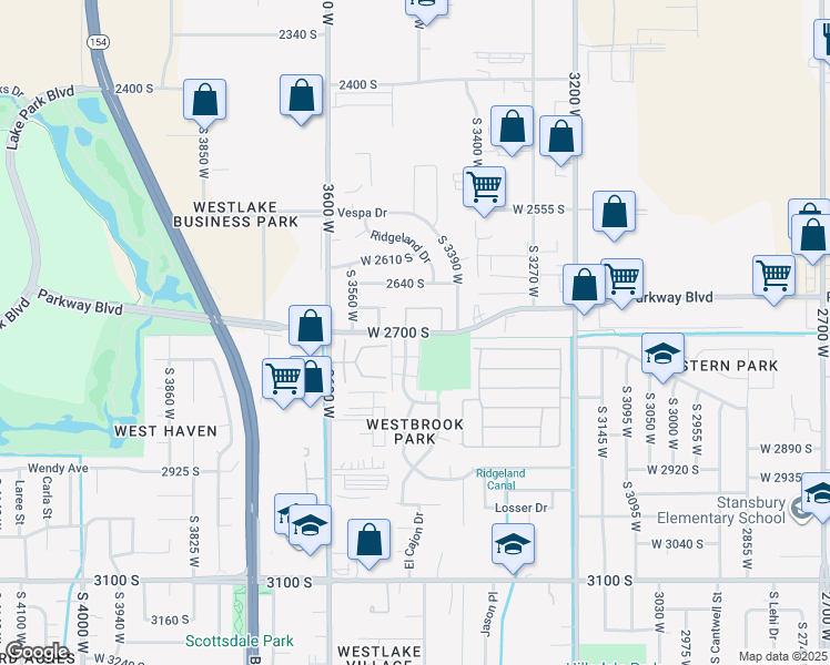 map of restaurants, bars, coffee shops, grocery stores, and more near 3450 West 2700 South in West Valley City