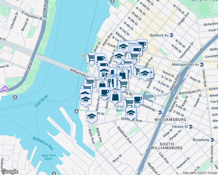 map of restaurants, bars, coffee shops, grocery stores, and more near in Brooklyn