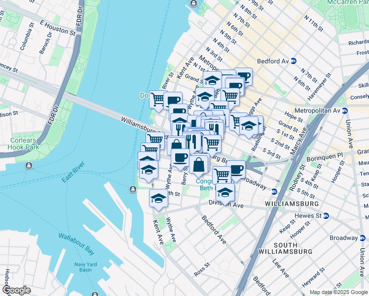 map of restaurants, bars, coffee shops, grocery stores, and more near in Brooklyn