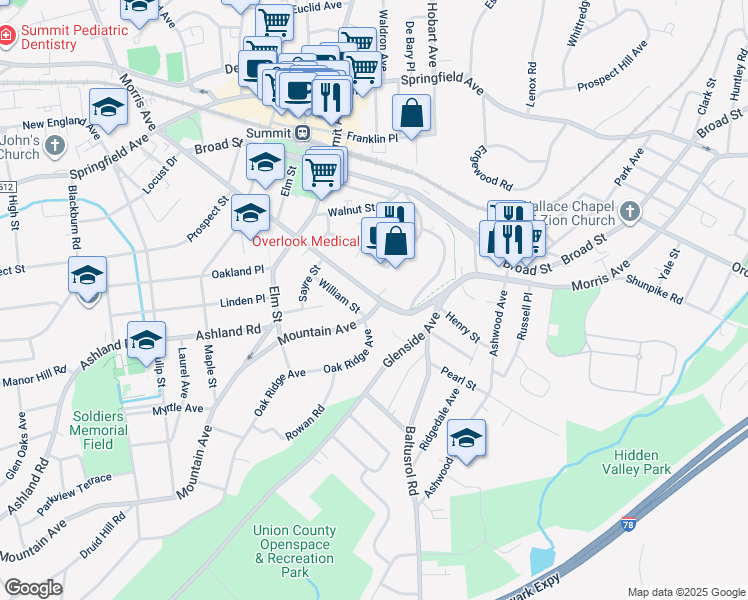map of restaurants, bars, coffee shops, grocery stores, and more near in Summit