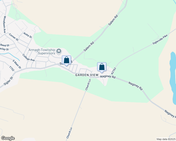 map of restaurants, bars, coffee shops, grocery stores, and more near 34 B Street in Milroy