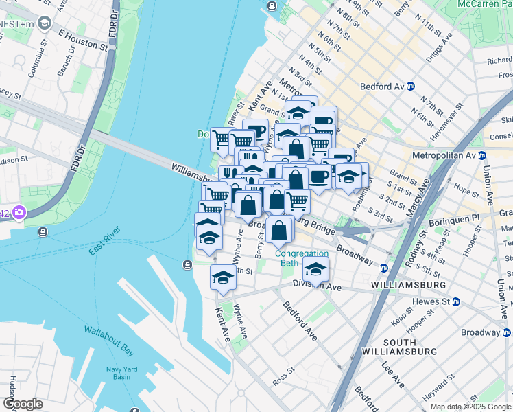 map of restaurants, bars, coffee shops, grocery stores, and more near in Brooklyn