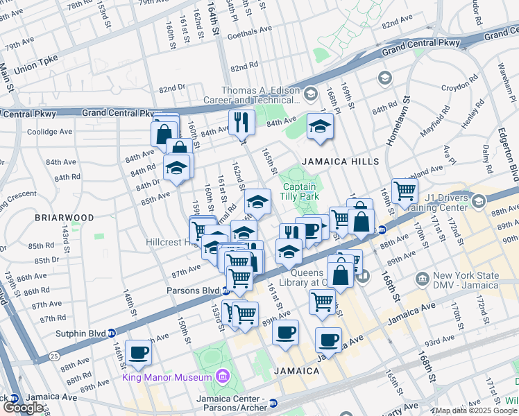 map of restaurants, bars, coffee shops, grocery stores, and more near 14 86th Avenue in Queens
