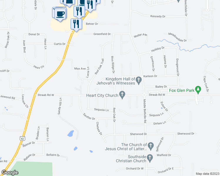 map of restaurants, bars, coffee shops, grocery stores, and more near 761 Whitehall Court in Mansfield