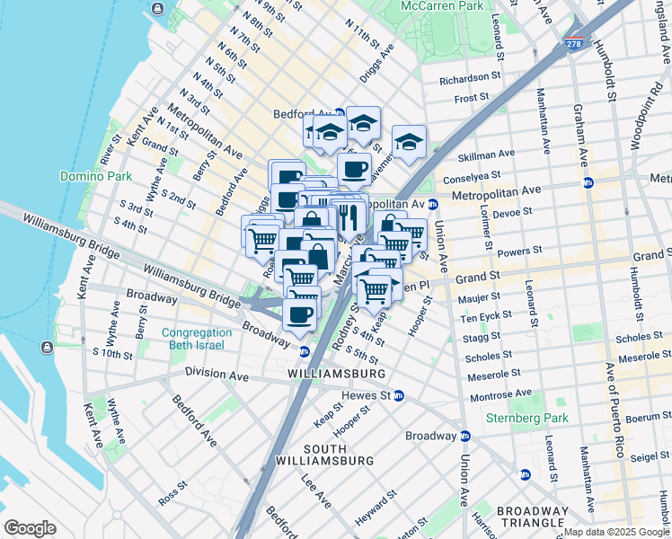 map of restaurants, bars, coffee shops, grocery stores, and more near in Brooklyn