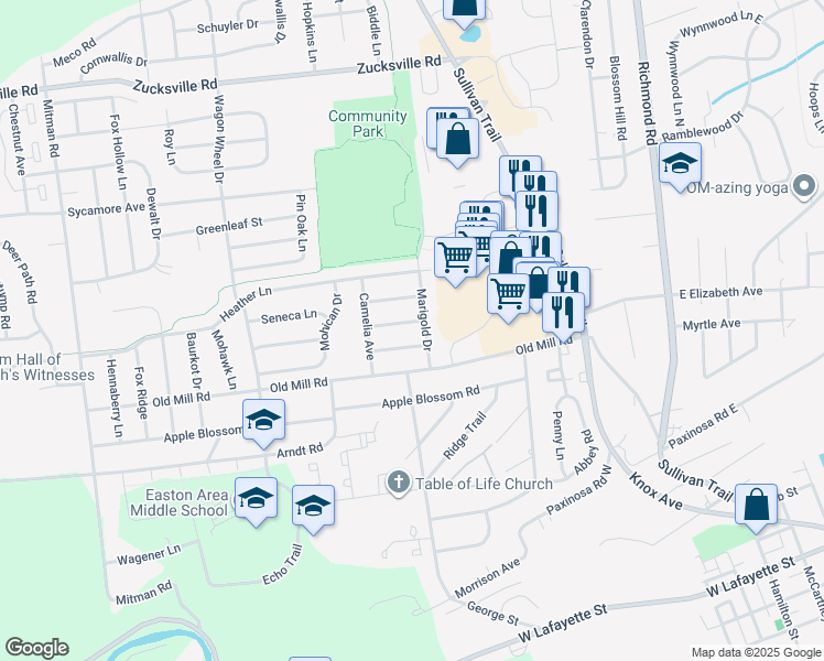 map of restaurants, bars, coffee shops, grocery stores, and more near 508 Periwinkle Place in Easton