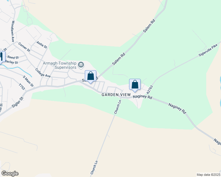 map of restaurants, bars, coffee shops, grocery stores, and more near 14 A Street in Milroy