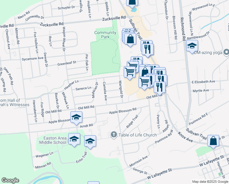 map of restaurants, bars, coffee shops, grocery stores, and more near 508 Periwinkle Place in Easton