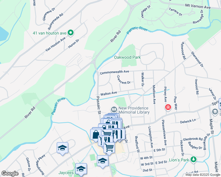 map of restaurants, bars, coffee shops, grocery stores, and more near 19 Osborne Avenue in New Providence