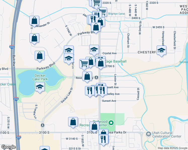 map of restaurants, bars, coffee shops, grocery stores, and more near in West Valley City