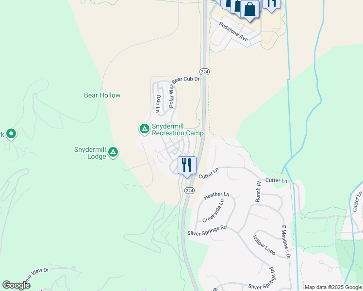 map of restaurants, bars, coffee shops, grocery stores, and more near 5501 Bobsled Boulevard in Park City