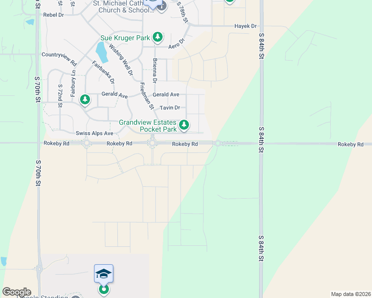 map of restaurants, bars, coffee shops, grocery stores, and more near 7911 Lilee Lane in Lincoln