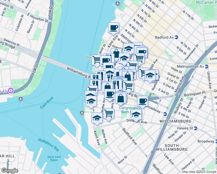 map of restaurants, bars, coffee shops, grocery stores, and more near in Brooklyn
