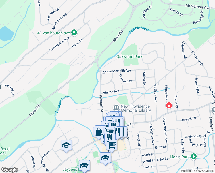 map of restaurants, bars, coffee shops, grocery stores, and more near 19 Osborne Avenue in New Providence