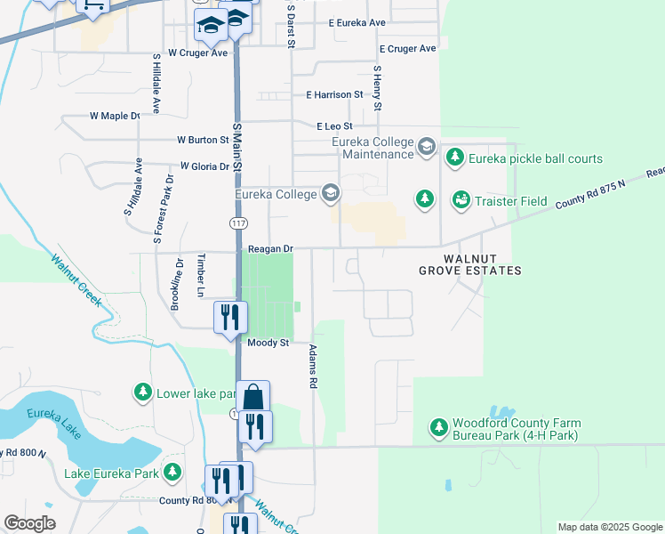 map of restaurants, bars, coffee shops, grocery stores, and more near 2-18 Alpha Park in Eureka