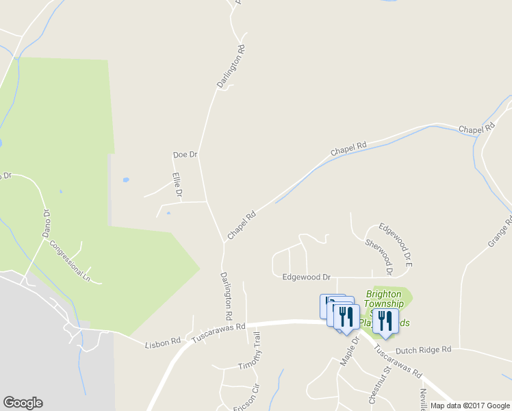 map of restaurants, bars, coffee shops, grocery stores, and more near 2840 Chapel Road in Beaver