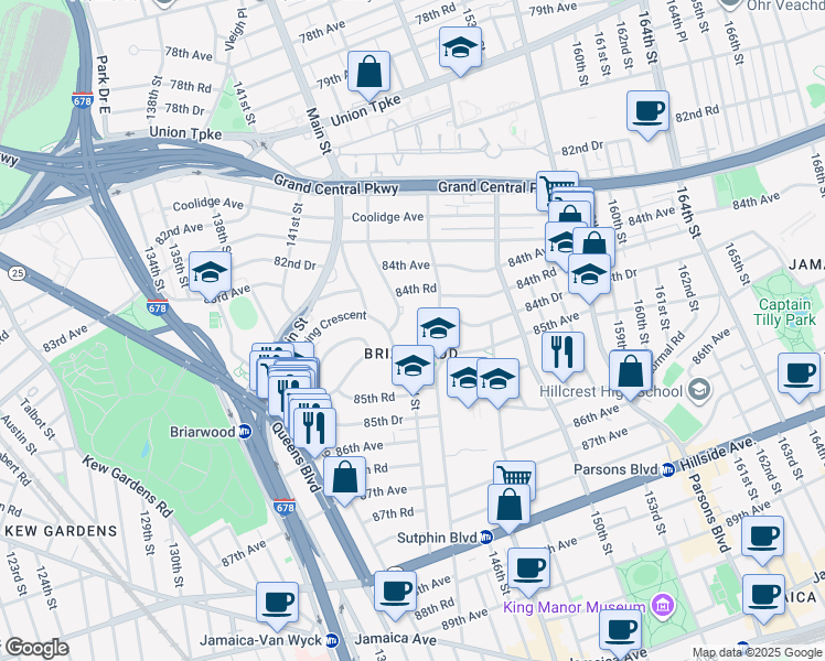 map of restaurants, bars, coffee shops, grocery stores, and more near in Queens