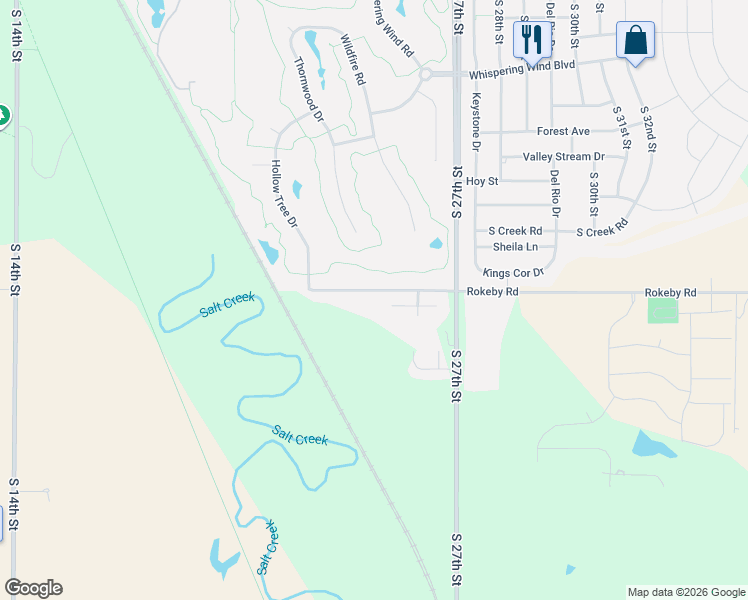 map of restaurants, bars, coffee shops, grocery stores, and more near 2510 Sievers Place in Roca
