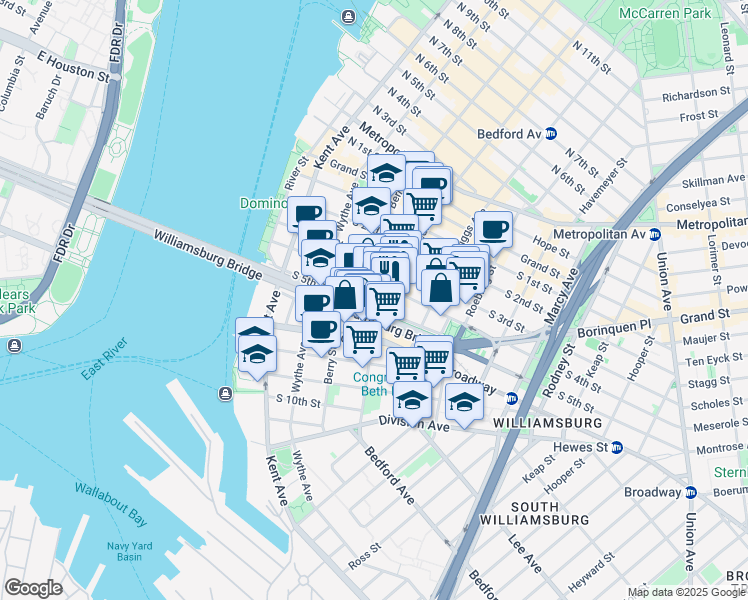 map of restaurants, bars, coffee shops, grocery stores, and more near in Brooklyn
