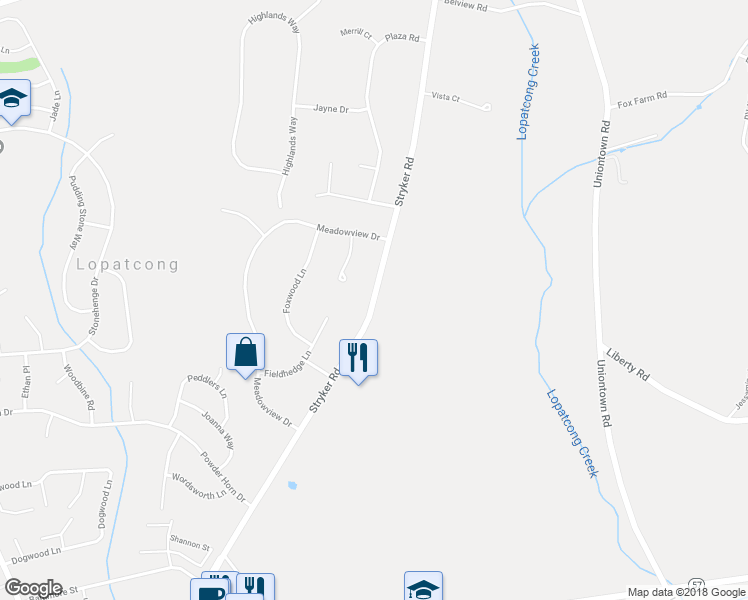 map of restaurants, bars, coffee shops, grocery stores, and more near 686 Stryker Road in Phillipsburg