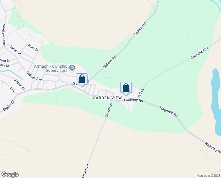 map of restaurants, bars, coffee shops, grocery stores, and more near 5 B Street in Milroy