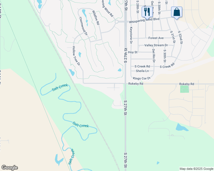 map of restaurants, bars, coffee shops, grocery stores, and more near 2510 Sievers Place in Roca
