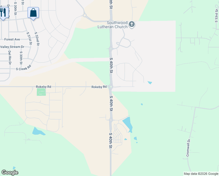 map of restaurants, bars, coffee shops, grocery stores, and more near 10767 South 40th Street in Lincoln