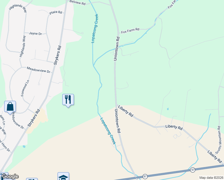 map of restaurants, bars, coffee shops, grocery stores, and more near 665 Uniontown Road in Phillipsburg