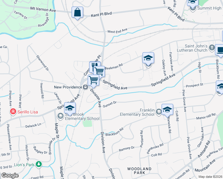 map of restaurants, bars, coffee shops, grocery stores, and more near 11 Meadowbrook Court in Summit