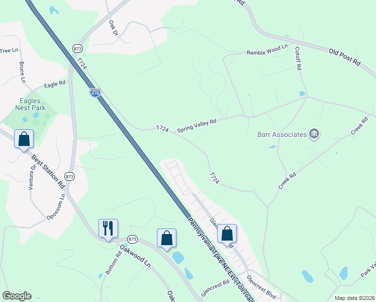 map of restaurants, bars, coffee shops, grocery stores, and more near 6338 Hickory Road in Slatington