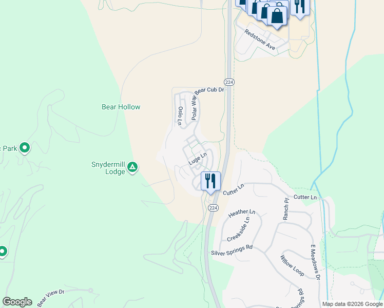 map of restaurants, bars, coffee shops, grocery stores, and more near 5489 Luge Lane in Park City