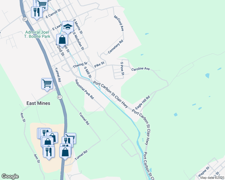 map of restaurants, bars, coffee shops, grocery stores, and more near 736 Port Carbon Saint Clair Highway in Pottsville