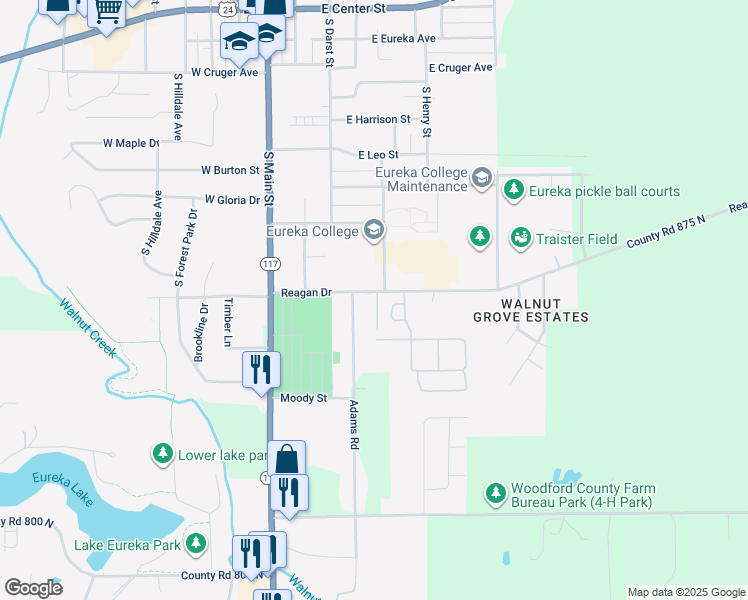 map of restaurants, bars, coffee shops, grocery stores, and more near 2 Alpha Park in Eureka