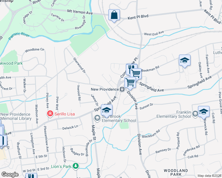 map of restaurants, bars, coffee shops, grocery stores, and more near 851 Springfield Avenue in Summit