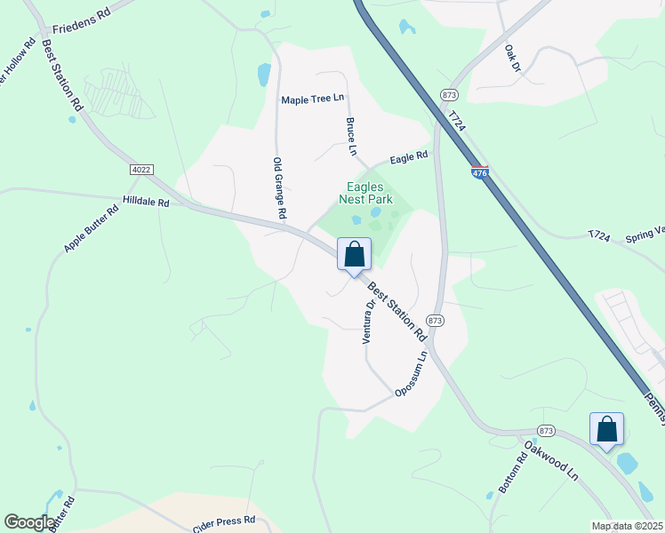 map of restaurants, bars, coffee shops, grocery stores, and more near 6520 Robin Circle in Slatington