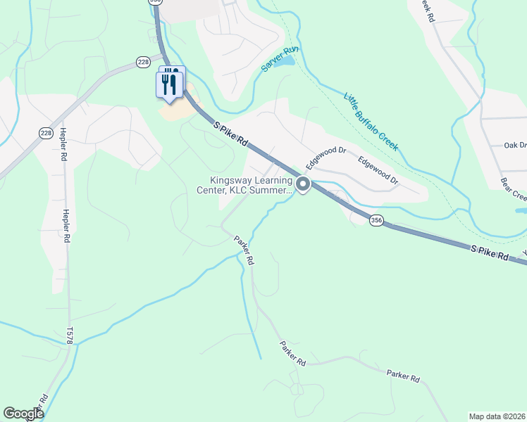 map of restaurants, bars, coffee shops, grocery stores, and more near 214 South Pike Road in Sarver